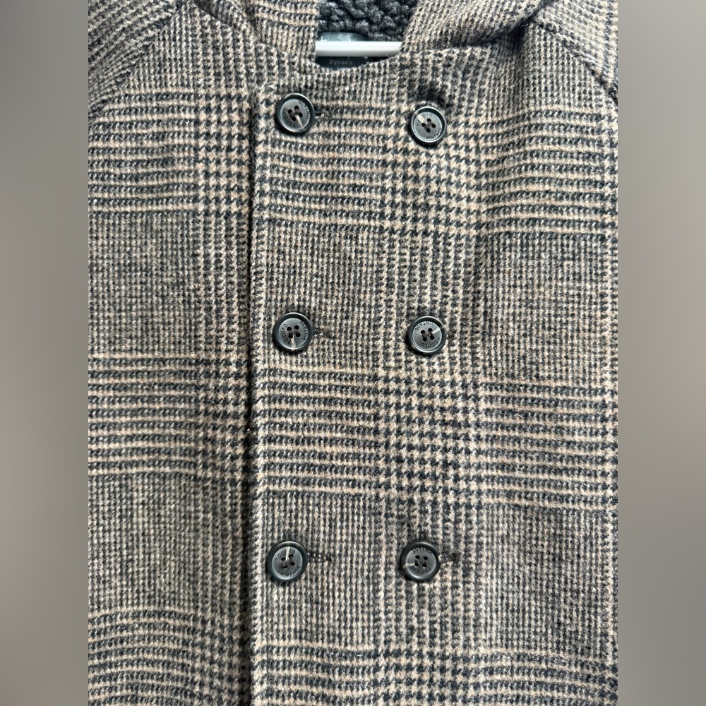TOCOTO VINTAGE Kids Brown and Gray Plaid Coat with Bunny Ears Hood - size 2T - Picture 3 of 10